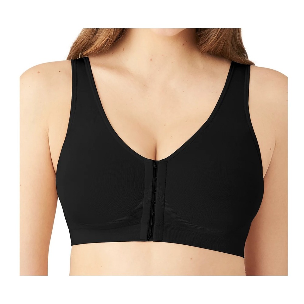 Wacoal B-Smooth Front Close Mastectomy‎ Bralette Black Wireless Bra 835475 US 32